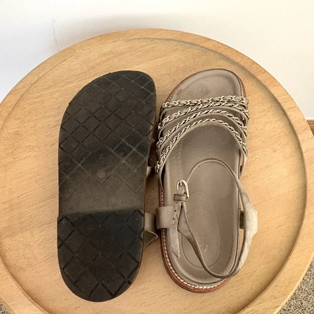 Chanel Satin Chain Strap CC Logo Sandals